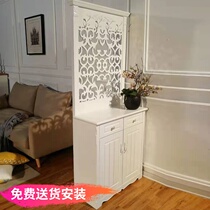 European-style foyer shoe cabinet double-sided paint hollow carved partition hanging wardrobe small apartment entrance screen decorative cabinet