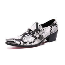 Square head 2019 Young new trends Foreign trade shoes Han version Inron heightening hair stylist mens clothing Bloc leather shoes