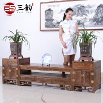 Sanyun mahogany furniture chicken wing Wood Ming and Qing classical audio-visual cabinet Chinese antique solid wood floor TV cabinet combination