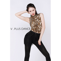 V PLUS DANCE snow high snow Latin DANCE exercise suit BAO WEN pleated small turtleneck sleeveless top DANCE suit
