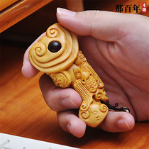 Boxwood wood carving crafts Bat Ruyi mens handle play pieces mahogany car pendant wood carving crafts