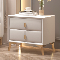 Qici childrens bed bedside table solid wood pastoral bedside table storage cabinet simple locker leather