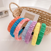  ins Korea Dongdaemun hairband womens color simple satin folds out of the headband net red face wash headdress hair accessories