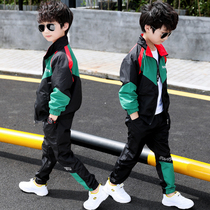  Childrens clothing boys spring suit Middle and large childrens boys sportswear Childrens Western style casual spring and autumn two-piece trendy clothes
