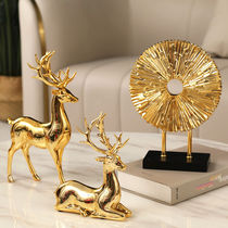 Light luxury living room wine cabinet porch decorations simple modern style golden deer fortune office housewarming gifts
