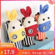 Donkey Rolling Cloth Art Key Bag Tricolour Patch Original Cute Car Key Bag Button South Korea Women Zero Money Packet Bag