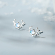 A deer has your moonlite elk ear nails simple cute and fresh design of student ear ornaments 925 silver