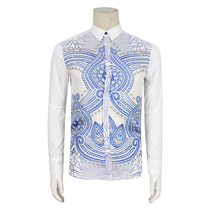 Special 699-R CHMOND Mulberry Silk Autumn and Winter White Long Sleeve Shirt Mens Fabric Comfortable Made in Italy