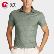 Jihua 1912 domestic cotton summer solid color golf simple cotton linen mens casual short-sleeved T-shirt) GCMFT812