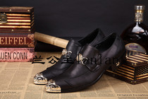 Foreign trade new home gold round toe leather shoes British personality trend mens shoes hair stylist leather casual shoes