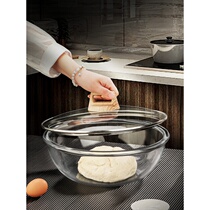 High temperature tempered glass and pelvic cover pelvis household with live noodle knead to deepen transparent bowl kitchen basin