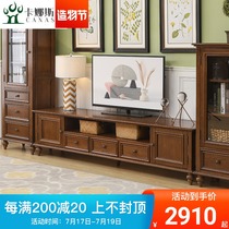 American TV cabinet Coffee table combination furniture Full set Country TV cabinet Living room Solid wood TV cabinet Floor cabinet