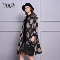 Lufanshi 2021 autumn new print polo point windbreaker casual middle-aged mother dress loose size simple coat