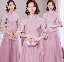  Two sets of new Chinese bridesmaids with long style Elegant Retro Sisters Group Gown Dress Chinese Style Qipao Evening Gift