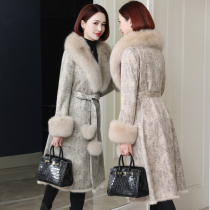 zqqz2021 new leather Rex rabbit fur one female long fox fur collar slim fur coat D333