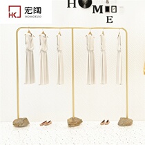 Clothing store display stand stainless steel brushed titanium simple light luxury hanger landing creative display Zhongdao Stone