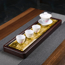 Wu Jinjin glazed tea tray long strip dry bubble table gilt gilt silver electric Wood tea tray dry and wet tea table household