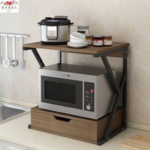 Kitchen Shelving Microwave Rack Storage Containing Shelf Free to floor double layer Desktop Oven Shelf Transfer rack