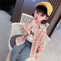 Baby Autumn long sleeve shirt 2021 New Girl foreign style top striped plaid children spring autumn coat thin