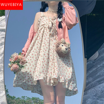 Broken Flowers One-piece Dress Girl Birth Summer Dress 2022 New Junior High School High School Students Sweet and Japanese Cute Braces dresses