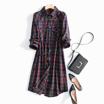Style to tie up waist is very thin French style pattern long shirt dress female spring and autumn
