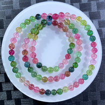 Brazilian natural tourmaline bracelet female three 6mm 31 52 grams candy lan bi wang fu rainbow bracelets 48971