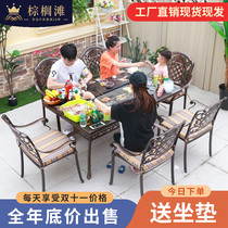 Outdoor Barbecue Table And Chairs Patio Yard Iron Art Cast Aluminum Outdoor Leisure Table And Chairs Subgarden Outdoor Open Barbecue Grill