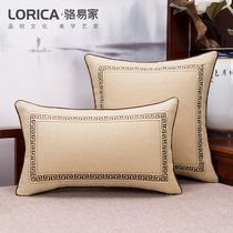 New Chinese style pillow cushion Doris hemp pillow cover living room sofa bedside back cushion rectangular waist pillow