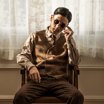 SOARIN Inron retro double-row buttoned sweater waistcoat Male Vintage ancient with suit waistcoat-knitted sweatshirt