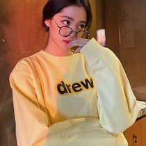DREW smiling face yellow letters FOG High Street looters for men and women Biebers same autumn and winter round collar long sleeve sweater
