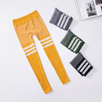 Yoga pants woman tight height waist lifting hip elastic outside wearing stripe Collision Color Speed Dry Fitness Running Sports 90% Pants