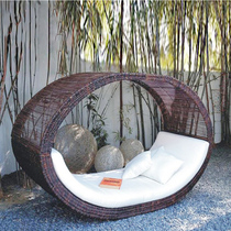 Outdoor rattan recliner lounge lounge balcony courtyard pool top luxury creative sofa bed custom lazy furniture