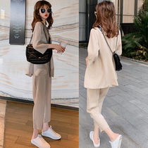 Sandro Moscoloni suit womens summer 2021 new fashion light cooked style Western style age-reducing casual two-piece set
