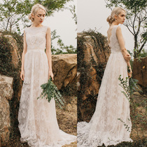 Original design brand real shot Elegant simple quality lace halter dress skirt Fresh forest travel light wedding dress