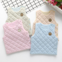 New baby cotton waistcoat children autumn and winter side open cotton warm vest baby cotton thin cotton shoulder shoulder horse clip