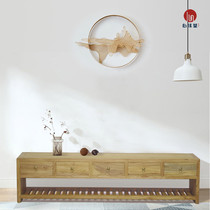 Solid wood TV cabinet Modern simple cabinet bucket cabinet Living room locker Old elm environmental protection low cabinet Living room storage cabinet