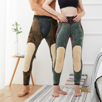 Glossy cotton pants Womens winter velvet thickened northeast large size extra thick warm pants mens knee pads high waist wear