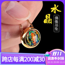 Crystal Shakyamuni Buddha Statue Pendant Yellow God of Fortune Green Tara Necklace Mens and Womens Charm Pendant Tibetan Accessories