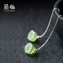 Jian Ji original S925 sterling silver Jade Lotus earrings literary handmade National retro Chinese style Ear ear jewelry female