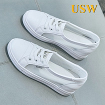 Small white shoes Single shoes 2021 Summer new fashion 100 hitch comfortable and breathable shallow mouth heightening womens shoes