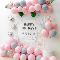Princess Baby Banquet 30 days double full moon birthday balloon decoration background wall poster hotel scene layout
