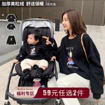 Parent-child clothes autumn and winter plus velvet foreign-looking female Womens warm baby jacket