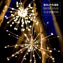 New Year Decoration Fireworks lamp Copper Wire Lamp String Led Stars Light Rice Grain Remote Control Waterproof Battery Case Dandelion Wedding