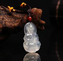 Beautiful jade 1 Yuan to shoot @ natural ice seed white jade medullary Guanyin pendant agate Bodhisattva jade brand item pendant male section