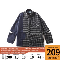 PCLP(PERCLIPS) stitching woolen jacket zipper shirt National Tide brand check check loose shirt