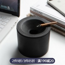 Funnel ashtray large home living room office pottery personality creative trend Nordic fashion with cover anti-flying ash