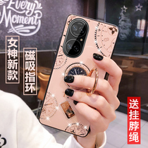 Suitable for Huawei p50pro mobile phone shell with hanging rope p50 protective sleeve magnetic suction vehicular ring bracket tide card fashion extravagant