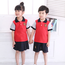 Elementary School Uniforms Summer Clothing Short Sleeves Pure Cotton Yinglun Wind Kindergarten Garden Clothes Summer Clothing Teacher Children Class Clothing Customised