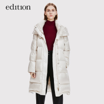 edition long hooded down jacket women winter loose white duck down glossy coat puff down jacket