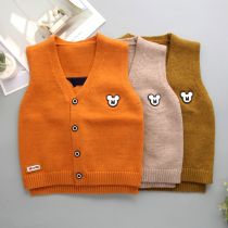 Baby children sweater vest Boys 0-1 years old 3 spring and autumn clothes wear outside the little virgin baby needle vest spring